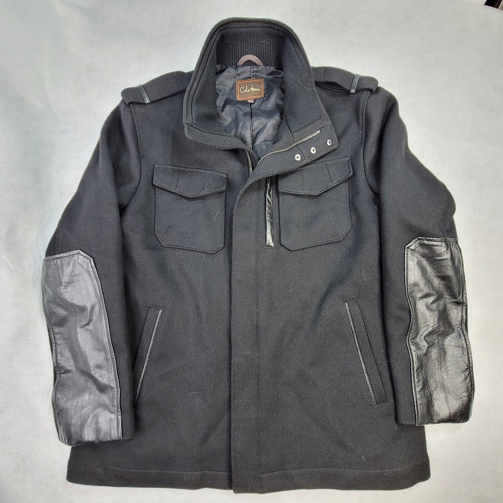 Cole Haan Wool Jacket Lambskin Trim Men's XL